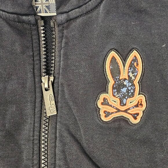 Psycho Bunny Full Zip Kangaroo Pocket Hoodie Size XXS 4 Black - Picture 10 of 12